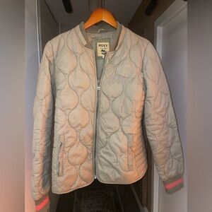 Roxy Women’s Olive Green Lightweight Quilted Bomber Jacket Size M